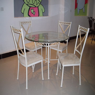 6010 White Metal Dining Table Chair