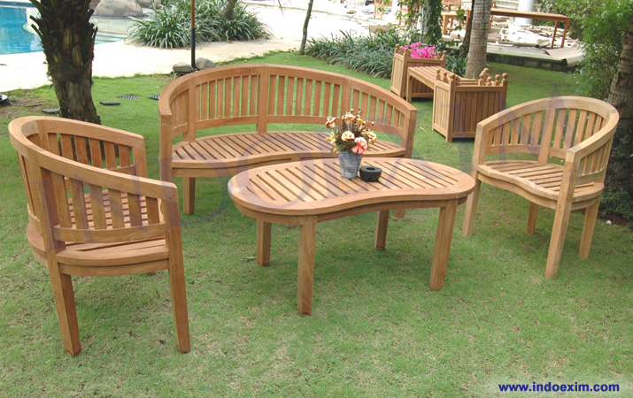 TGF 051  Peanut Table & TGF 053  Sandiego Chair (2 pcs) & TGF 026  Sandiego Bench