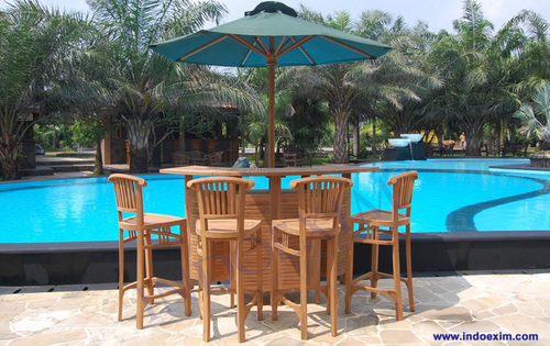 TGF 140  Round Extending Bar Table & TGF 090  Batavia Bar Chair (4 pcs) & TGF 039 A  Umbrella D 200