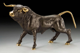 1599  Golden cow ornament