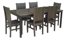 dining table with chair routed timber seat..