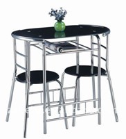 glass chrome tube dining table