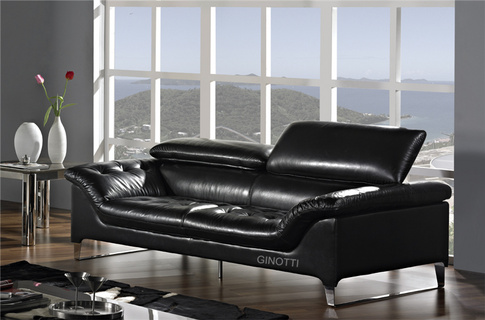 Italian design Leather Sofa with adjustable backrest Gls1009 stainless steel base sofa modern leath