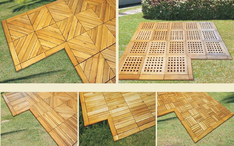 Solid Acacia Outdoor Deck Tiles - External corner