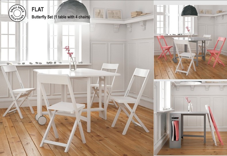 Flat Butterfly Set(1 table with 4 chairs)