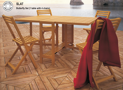 Slat Butterfly Set(1 table with 4 chairs)