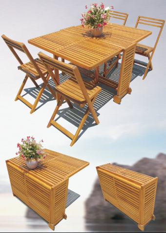 Slat Butterfly Set(1 table with 4 chairs)