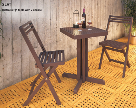 Slat Bistro Set(1 table with 2 chairs)