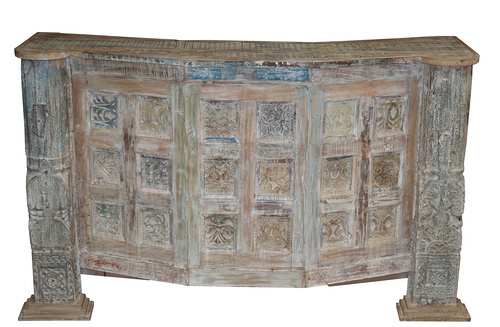 RECYCLED TIMBER CARVED BAR COUNTER