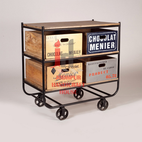 Exclusive Printed Industrial Kitchen Trolley