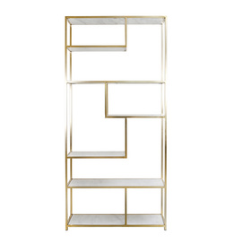 Nordic Friday shelving unit - white marble and gold