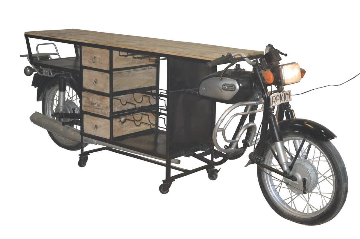 IRON WDN RAJDOOT TABLE WITH 4 DRAWERS