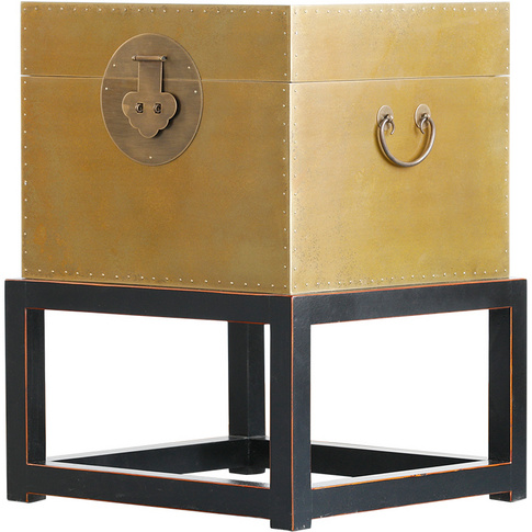 Chinese traditional distressed paint square nightstand