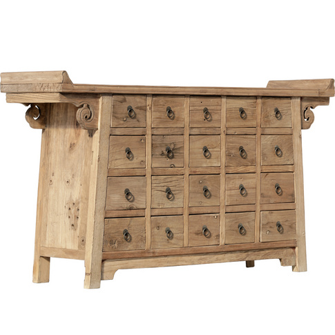 Ancient Age furniture Chinese rustic reclaimed wood 20-rawer cabinet