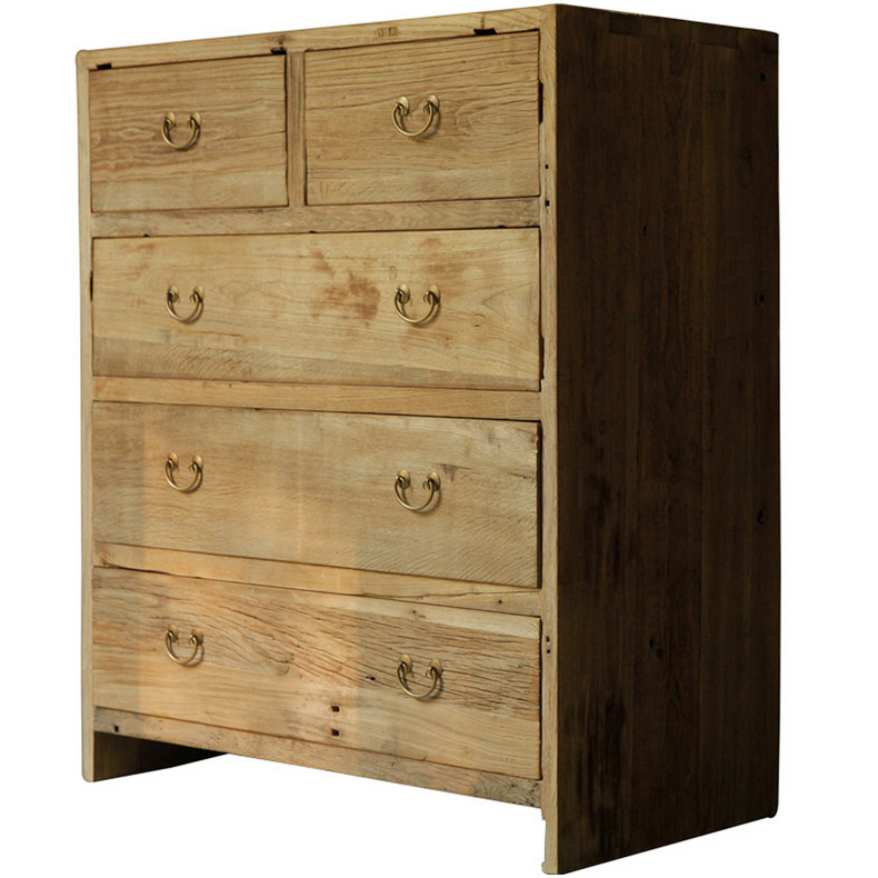 Ancient Age furniture Rustic reclaimed wood 4-layer 5-drawer cabinet