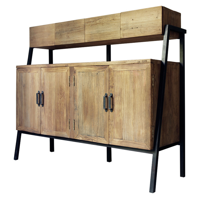 Ancient Age furniture Rustic reclaimed iron-wood storage sideboard