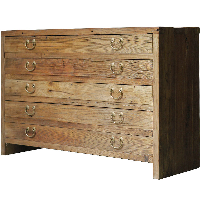 Ancient Age furniture Rustic reclaimed wood 5-layer 5-drawer cabinet