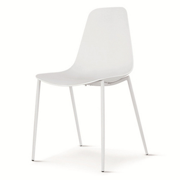 China Factory Wholesale Modern Cheap Price Home Furniture Black White Dining Room Plastic Chairs Without Arms Metal Leg