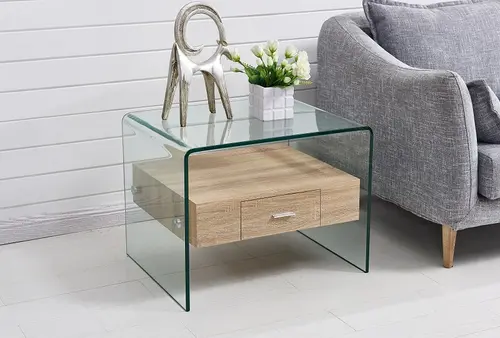 Glass End Table side table with drawer F-GW608