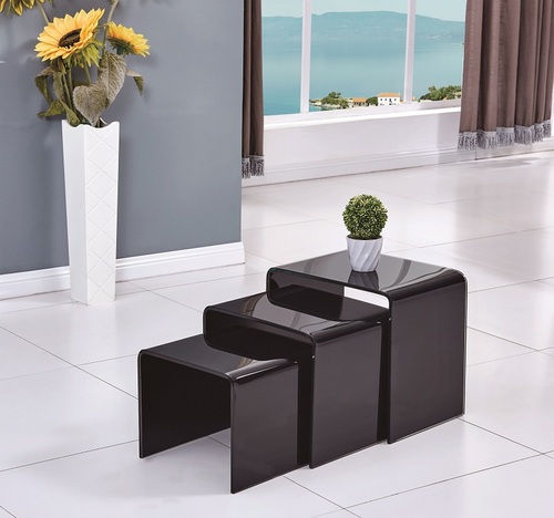 GLASS  BLACK NESTING TABLE