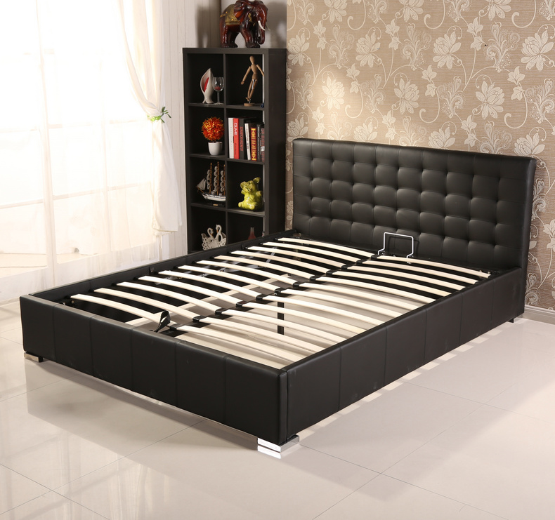 Black PU bed with storage