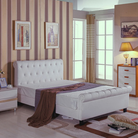 leather bed Italy design white