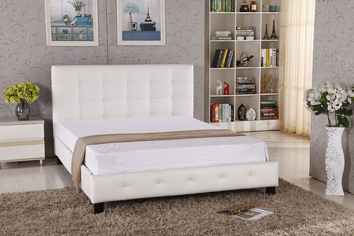 bed frame Mordern  white PU leather