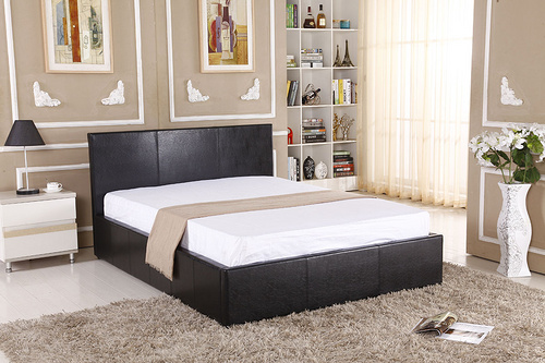 leather bed with storage