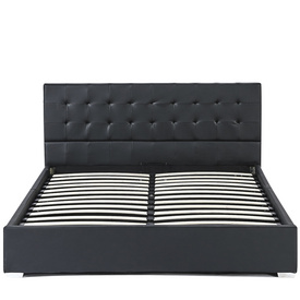 bed black leather with storage