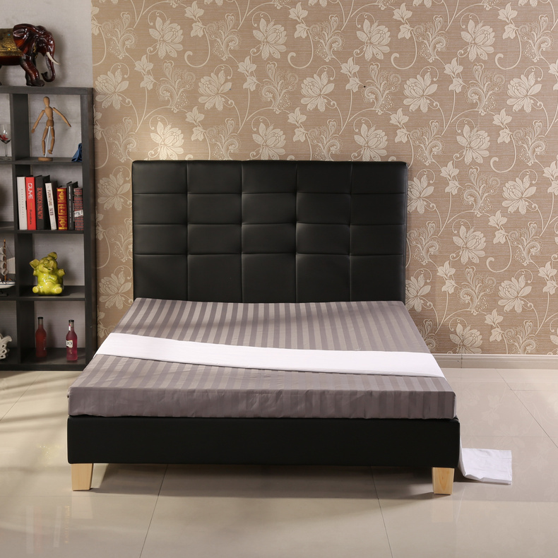 black leather bed