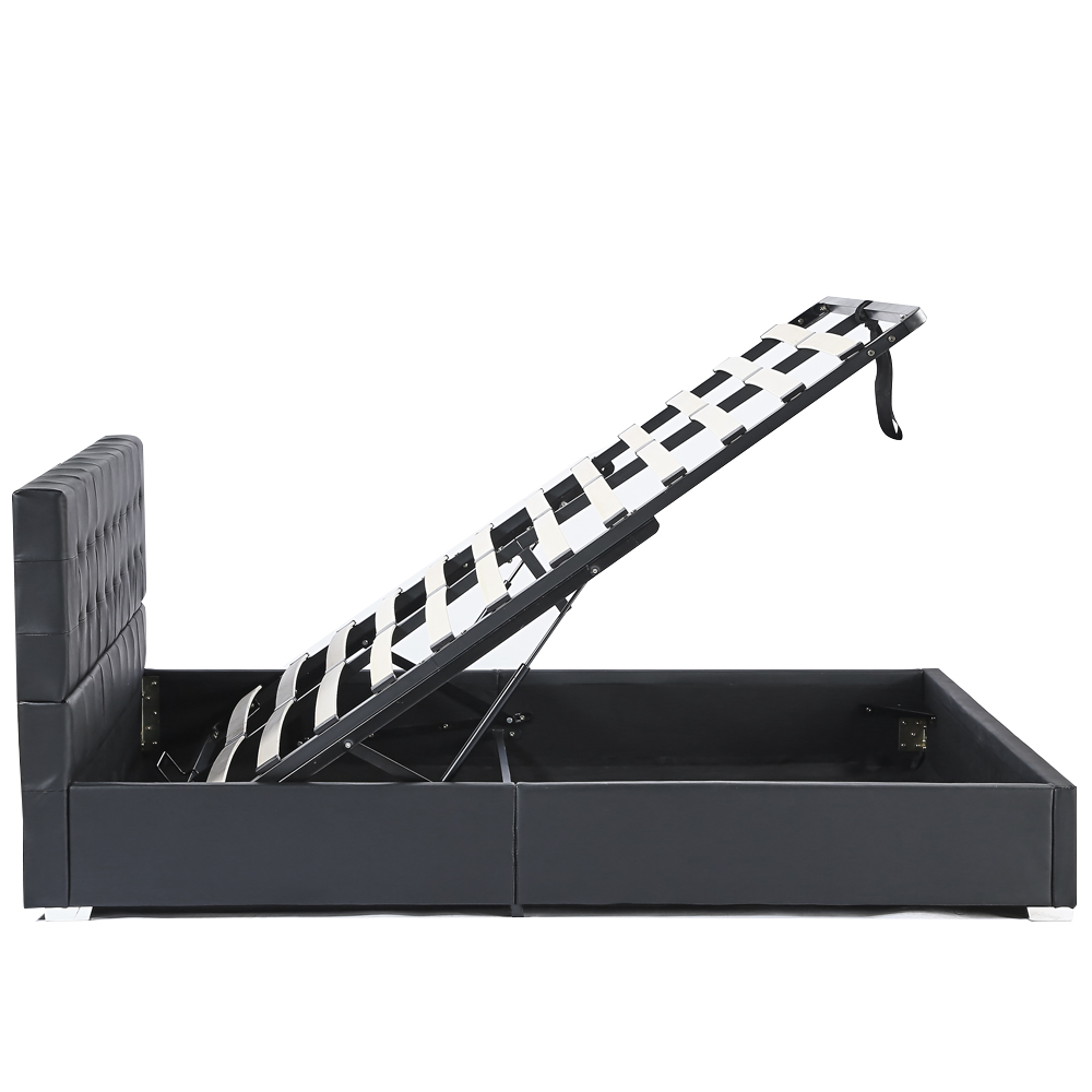 bed black leather with storage