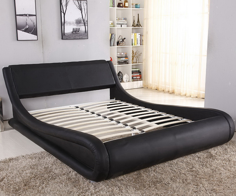 Fashion bed in black PU