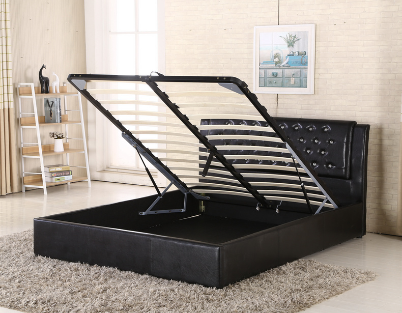 leather bed with storage