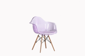 plastic chair with wood legs