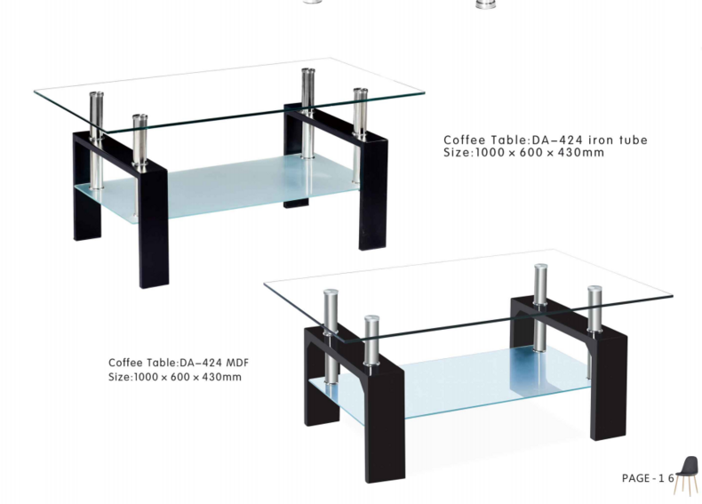 cafe bar furniture leisure metal leg  glass coffee table