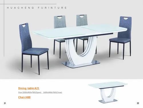 MDF Extendable Dining Table and PU/Fabric Chairs  A21 H88