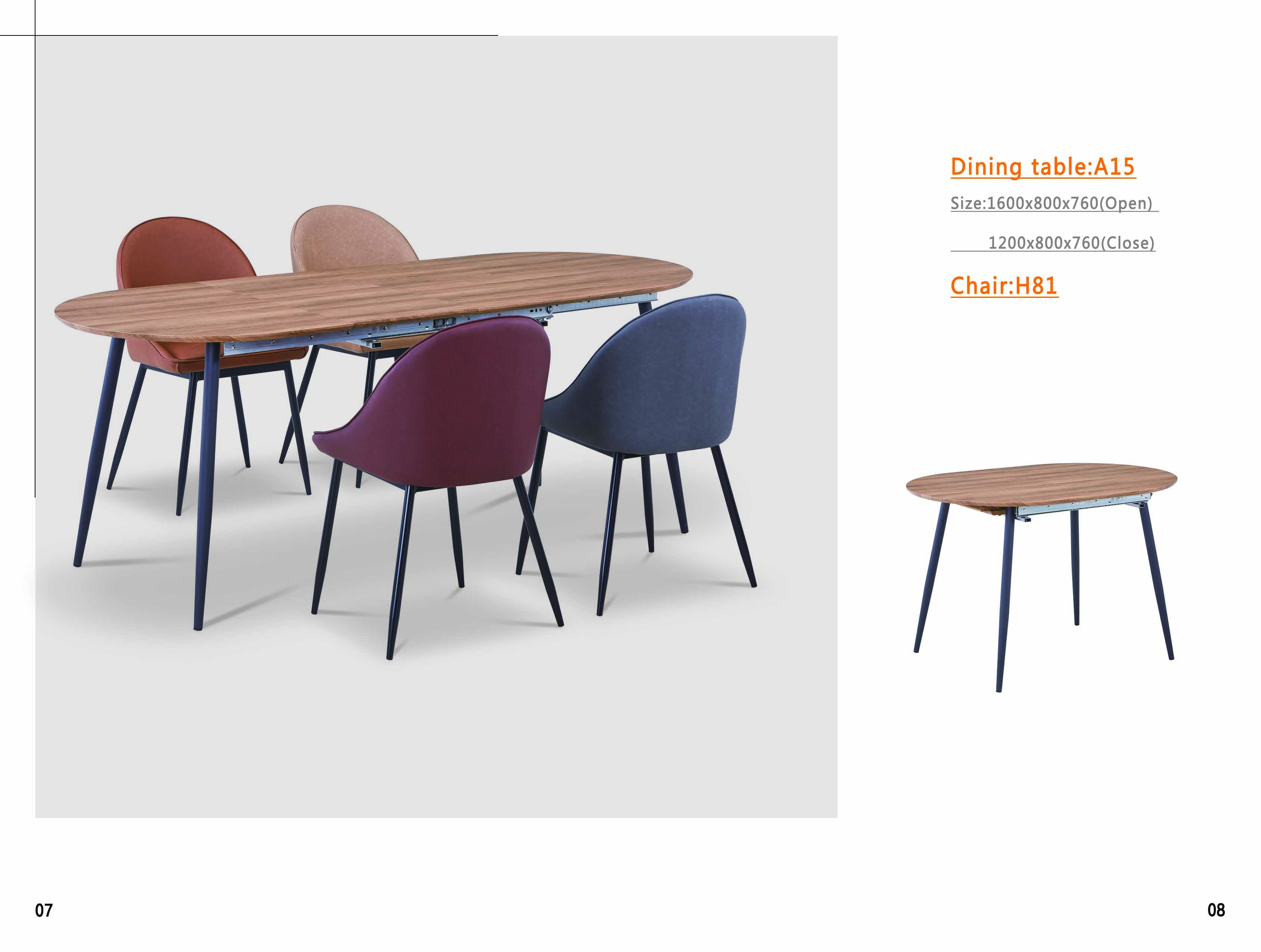MDF Dining Table and PU/Fabric Chairs  A15 H81