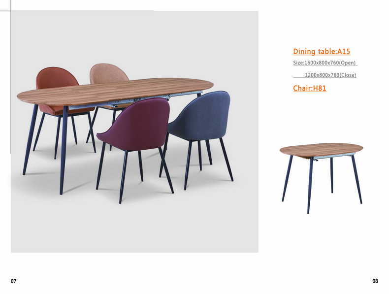 MDF Dining Table and PU/Fabric Chairs  A15 H81