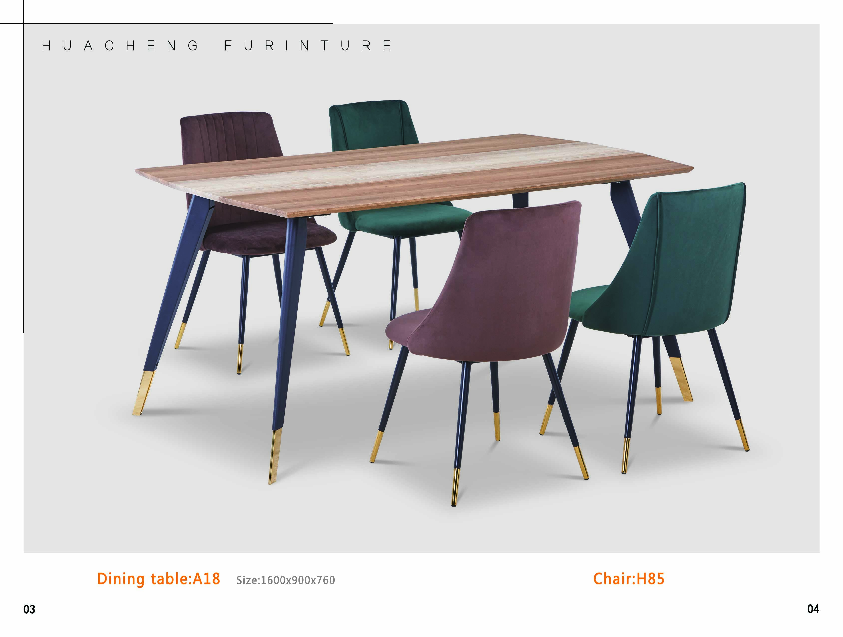 MDF Dining Table and PU/Fabric Chairs  A18 H85