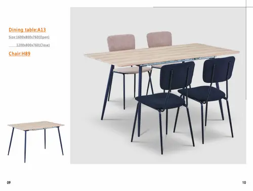 MDF Dining Table and PU/Fabric Chairs  A13 H89