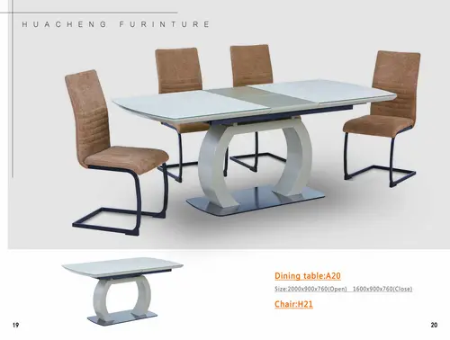 MDF Extendable Dining Table and PU/Fabric Chairs  A20 H21