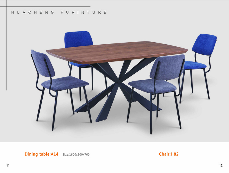 MDF Dining Table and PU/Fabric Chairs  A14 H82