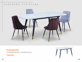 MDF Table and PU/Fabric Chairs  A22 H85