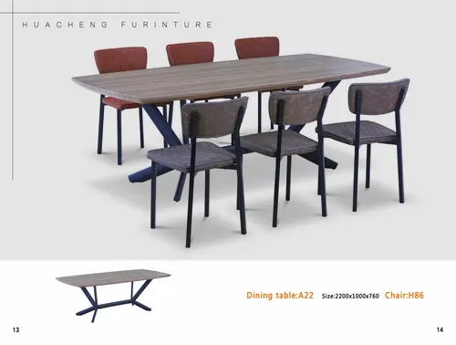 MDF Dining Table and PU/Fabric Chairs  A22 H86