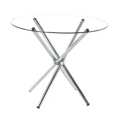 8mm tempered glass round dining table modern 4 seater set