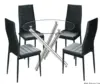 8mm tempered glass round dining table modern 4 seater set