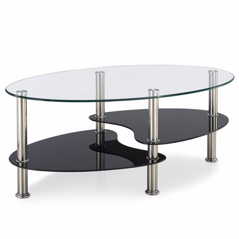 china modern furniture round steel Glass top with Steel legs coffee table set