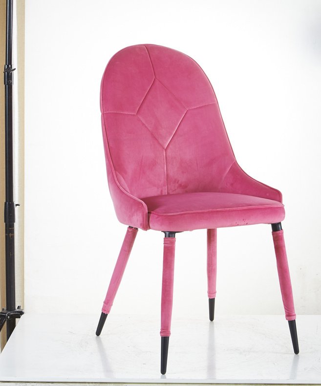 Fashionable velvet chair with metal legs