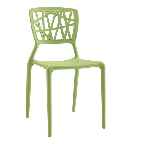 green armless stacking plastic outdoor garden chair