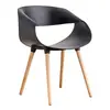 Modern Design Armchair Kitchen Plastic Dining Chair with Solid Wood legs black